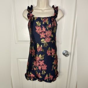 SOLD. Lulus floral metallic tea party dress